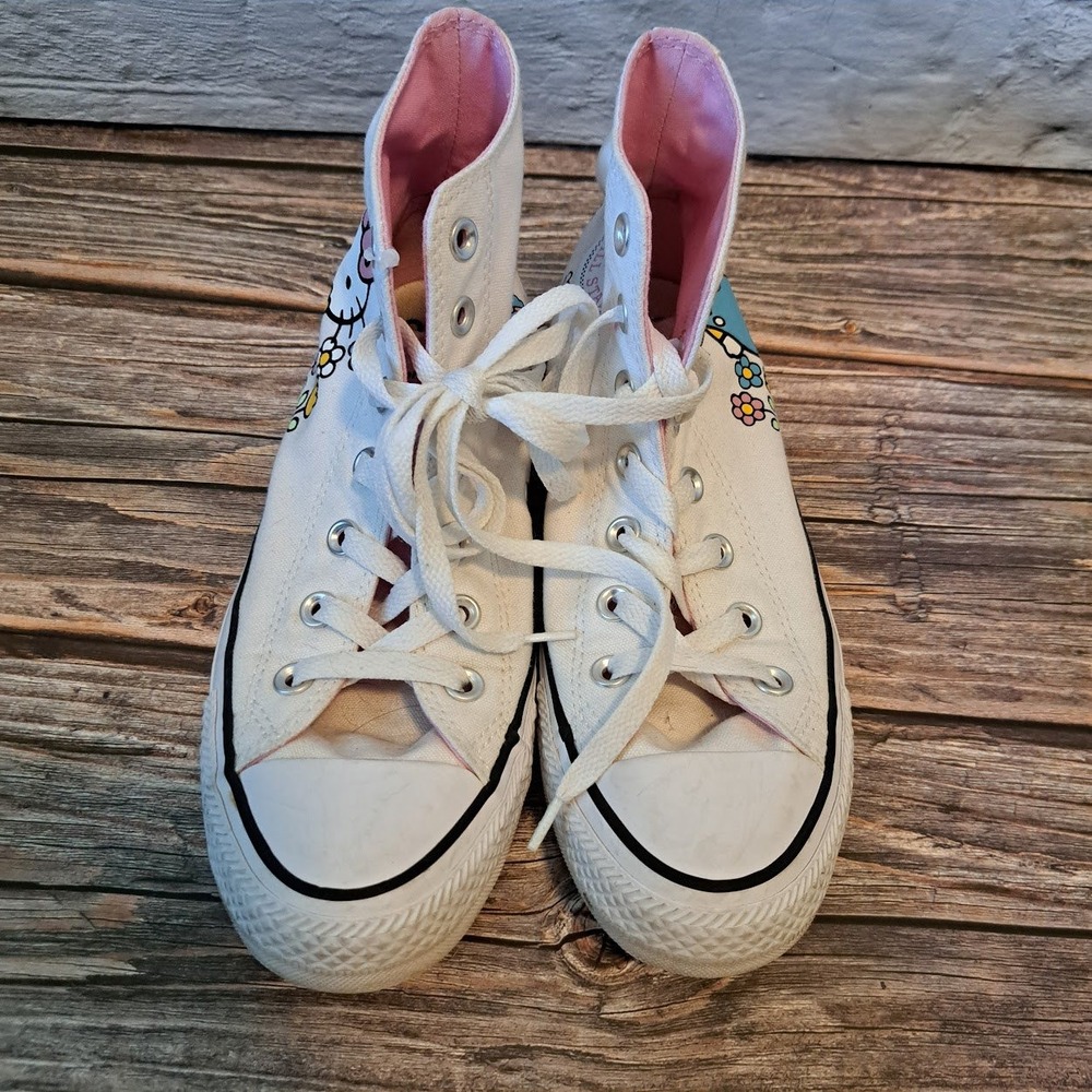 Converse Chuck Taylor All Star Hello Kitty High Top White Floral Sneakers Womens - Picture 4 of 10